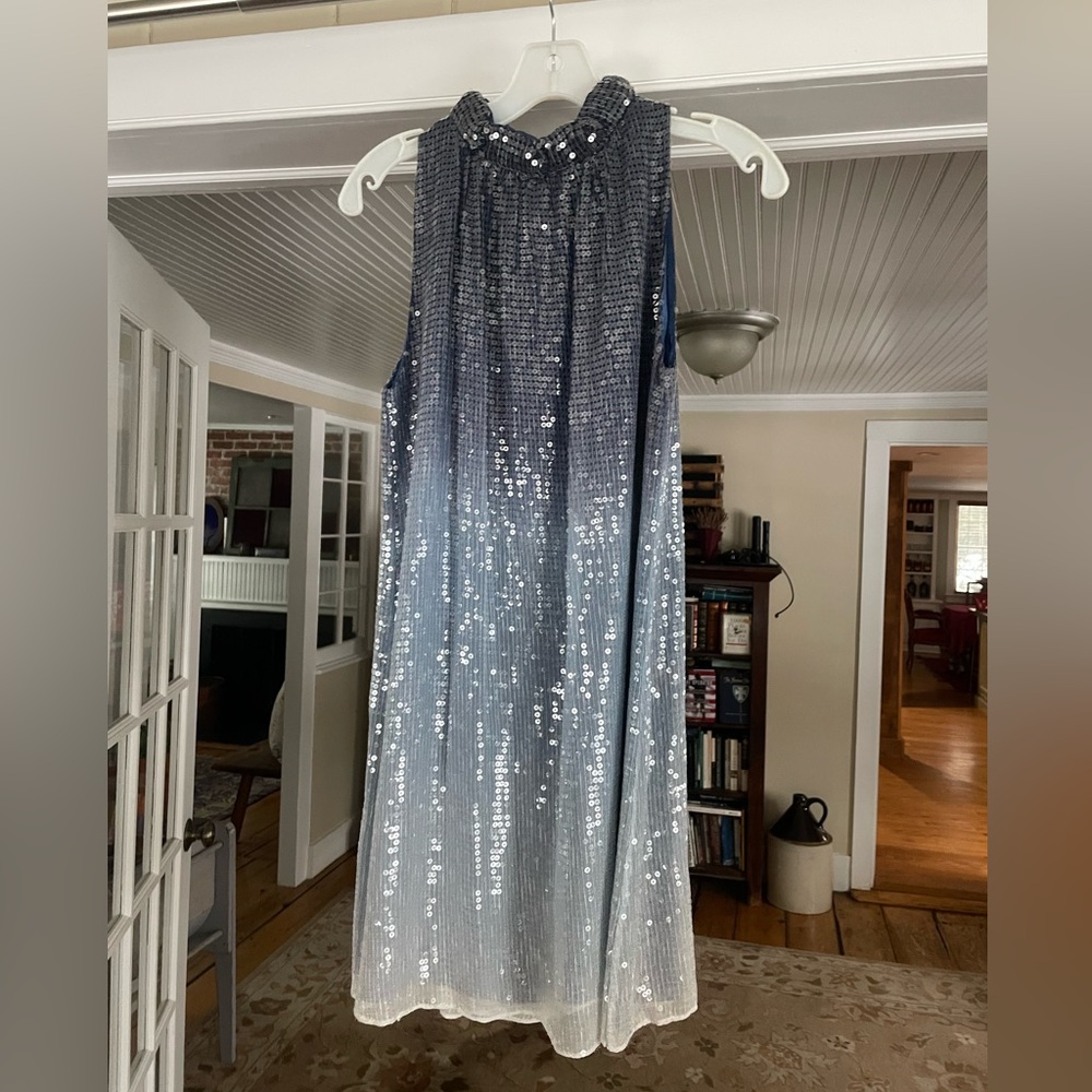 Alice + Olivia Silk Sequin Ombre High Neck Mini Disco Dress Size XS